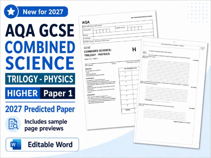 AQA GCSE Physics Paper 1 Predicted Paper 2027 + Mark Scheme Higher