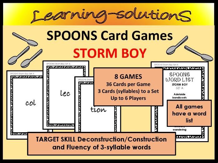 STORM BOY Game - SPOONS - Three Syllable Words Vocabulary Development