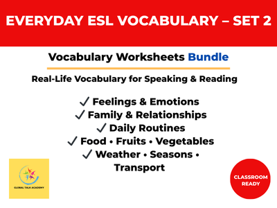 ESL Vocabulary Worksheets Bundle 2 – Daily Life & Community Topics