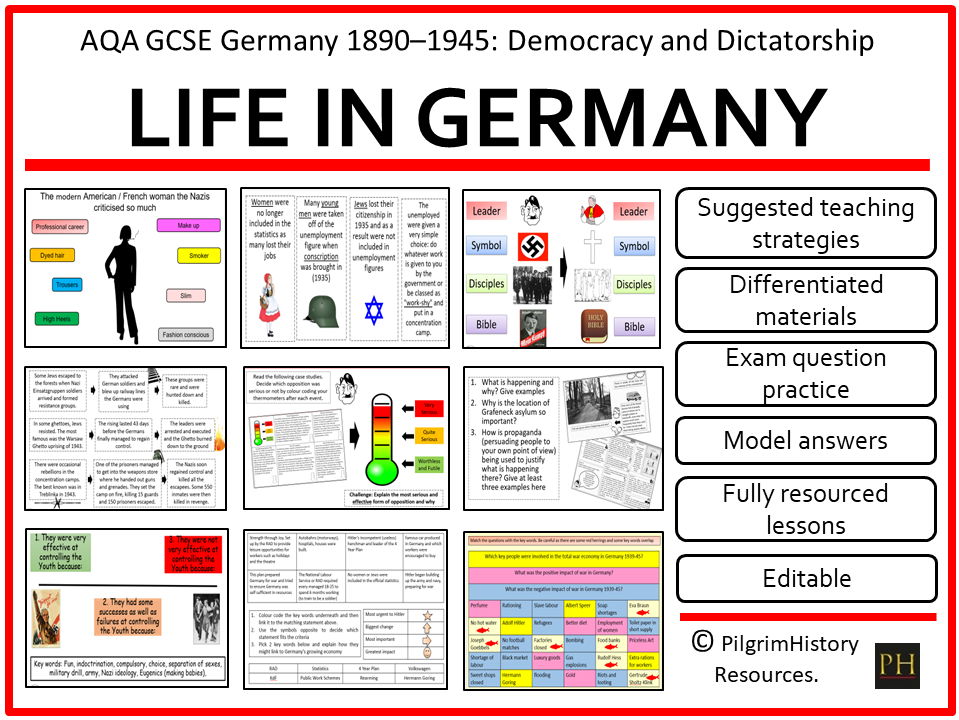AQA GCSE Germany 1890-1945 Democracy and Dictatorship Lesson and Resources Bundle