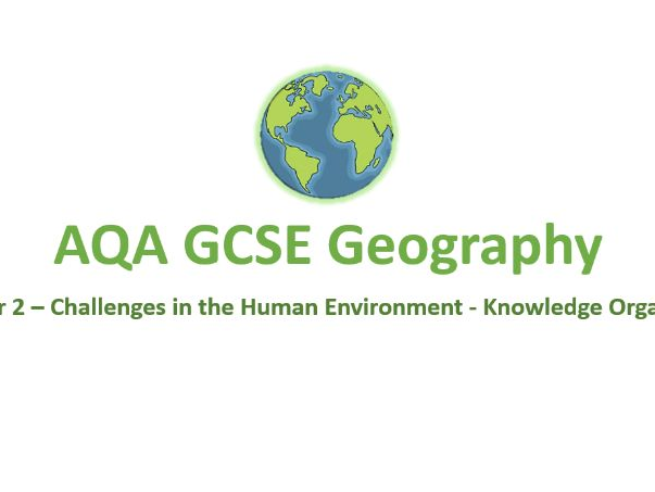 AQA GCSE Geography - Paper 2 - Challenges in the Human Environment - Knowledge Organiser