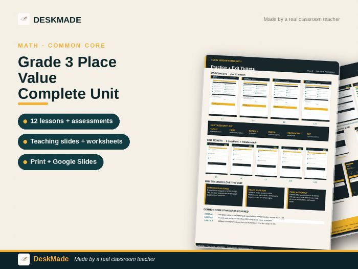 Grade 3 Place Value Complete Unit | 12 Lessons | 3.NBT