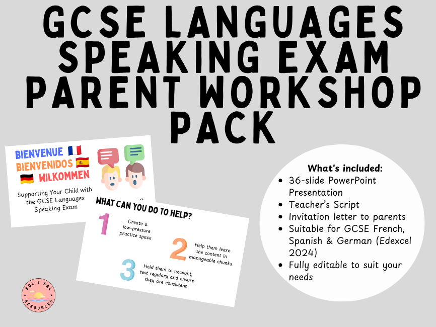 GCSE Languages Speaking Exam (Edexcel 2024): Parent Workshop Pack
