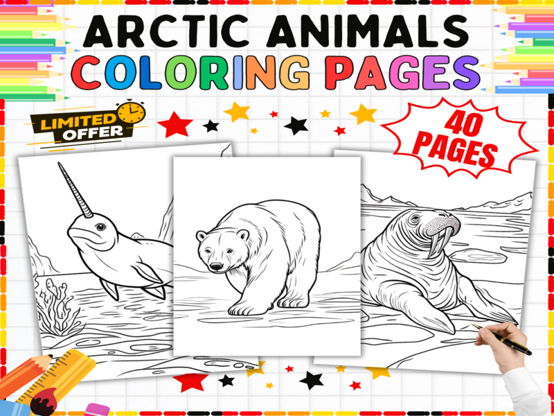 Arctic Animals Colouring Pages | 40 Polar Wildlife Designs | Primary Science Art Activities