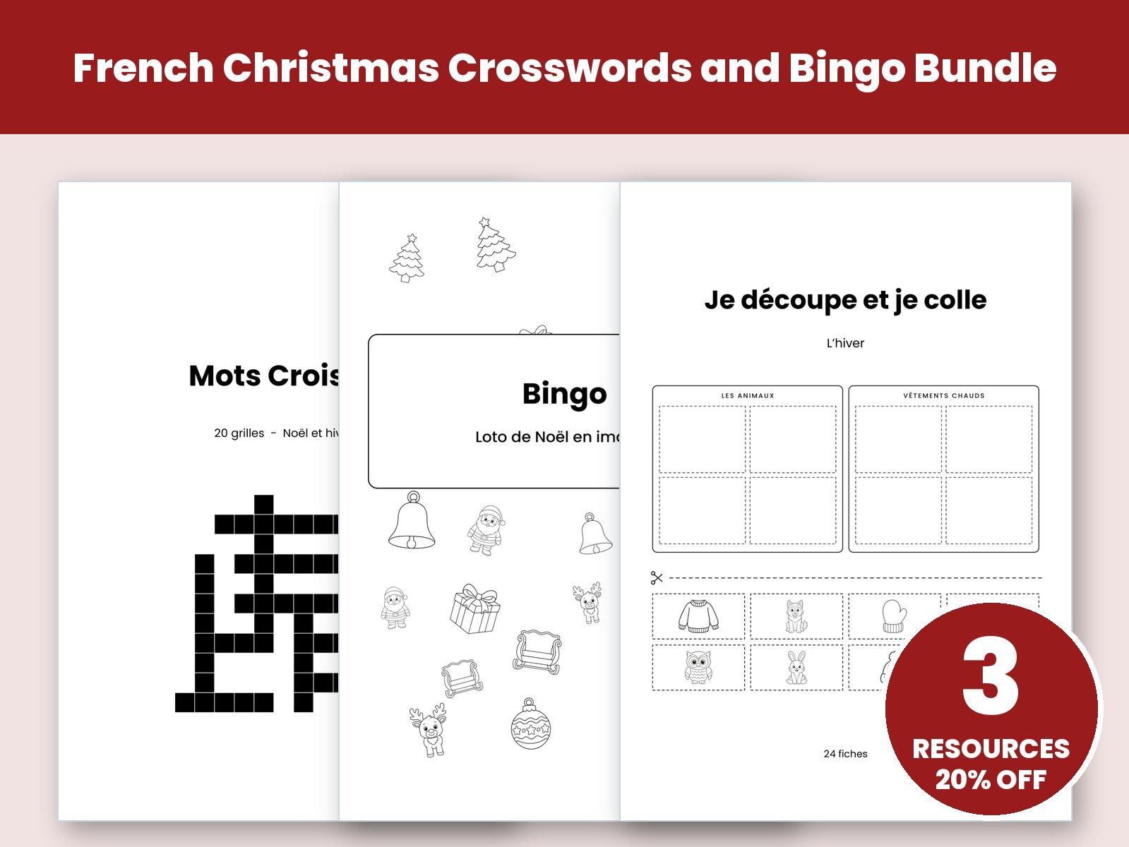 French Christmas Crosswords and Bingo Bundle