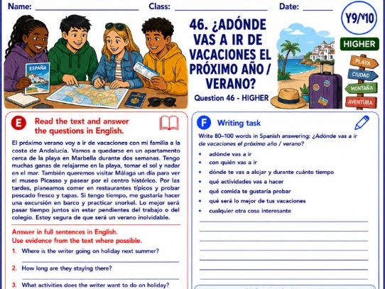 GCSE Spanish Higher: Holidays and Travel