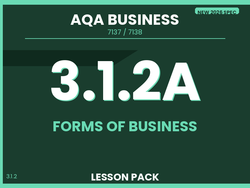 NEW 2026 AQA AS & A-Level Business 7137/7138 – 3.1.2A Forms of Business – LESSON PACK