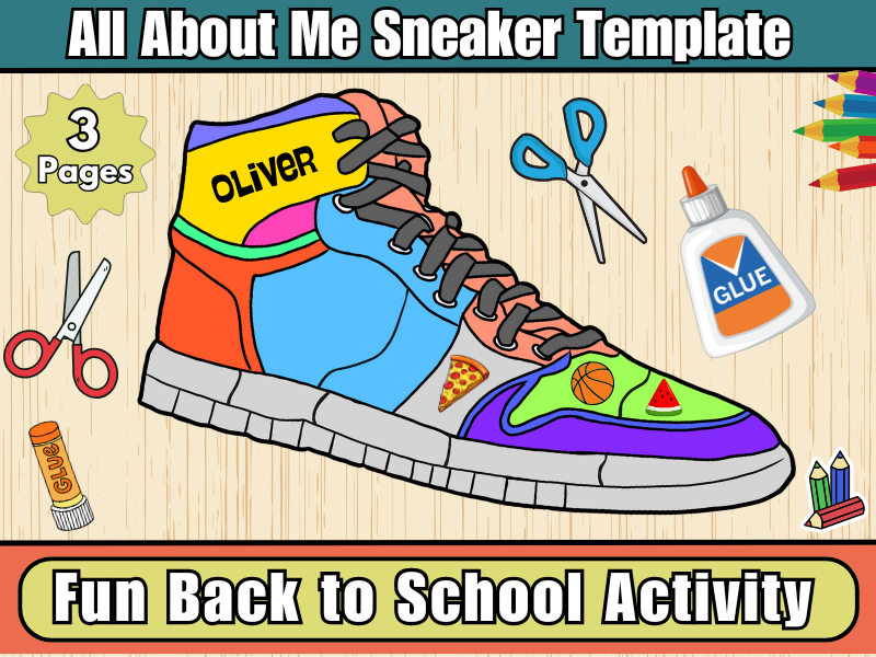 All About Me Sneaker Craft-Back To School Shoes Activities-Get to Know Me Activity