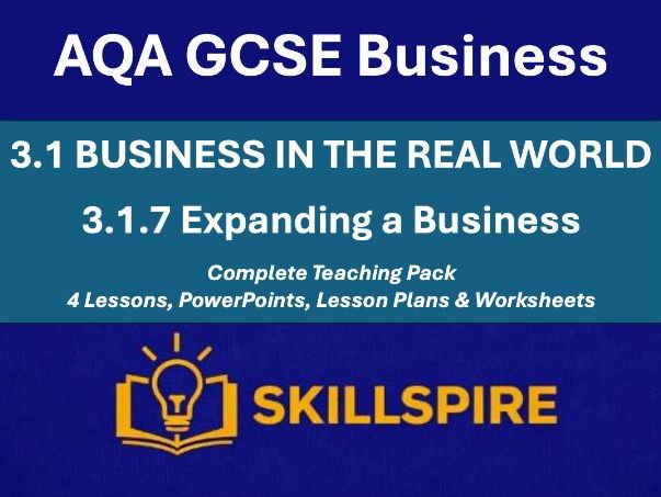 AQA GCSE Business 3.1.7 Complete Teaching Pack | 4 Lessons, PowerPoints, Lesson Plans & Worksheets