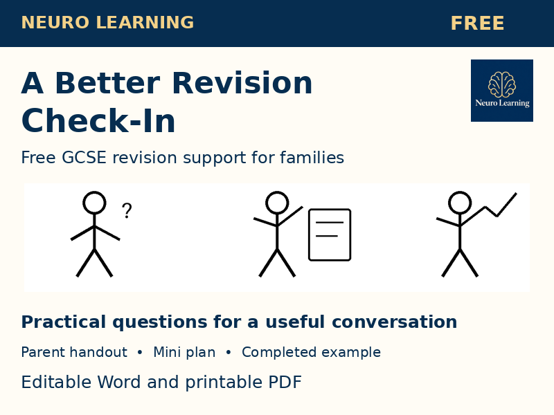 A Better Revision Check-In | FREE GCSE Parent Handout and Mini Planning Template