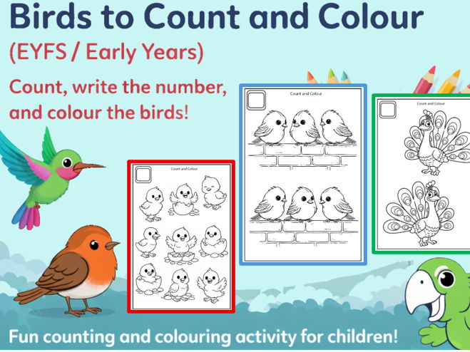 Birds to Count and Colour for Early Years