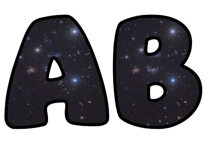 Shining Stars Space Classroom Display | Lettering Set | Upper & Lowercase, 0-9 and Signs