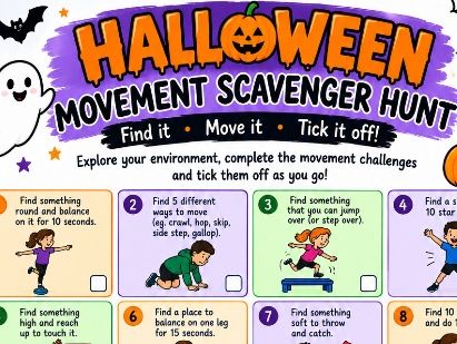 Halloween Movement Scavenger Hunt | PE Activity Sheet |