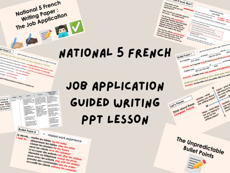 Job Application Guided Writing | PowerPoint Lesson | National 5 French