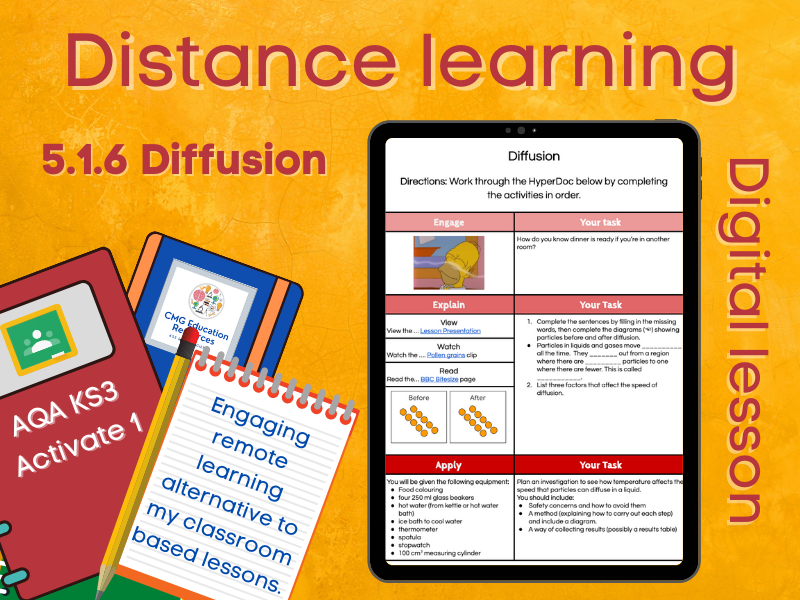 5.1.6 Diffusion Distance learning (AQA KS3 Activate 1) Teaching Resources