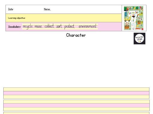 Drawing Club - Year 1  Writing - Recycling