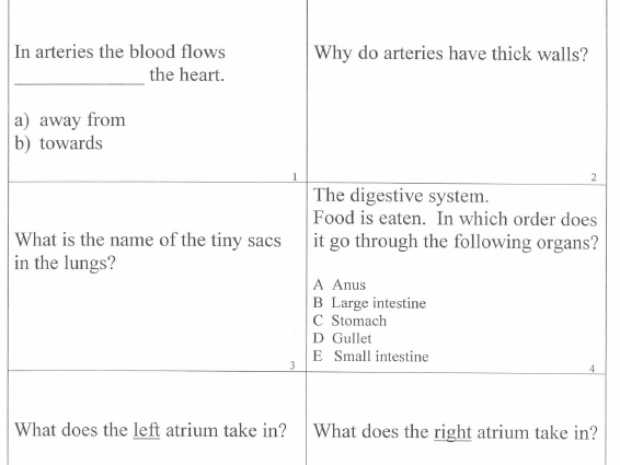 Body systems quiz and revision questions. | Teaching Resources