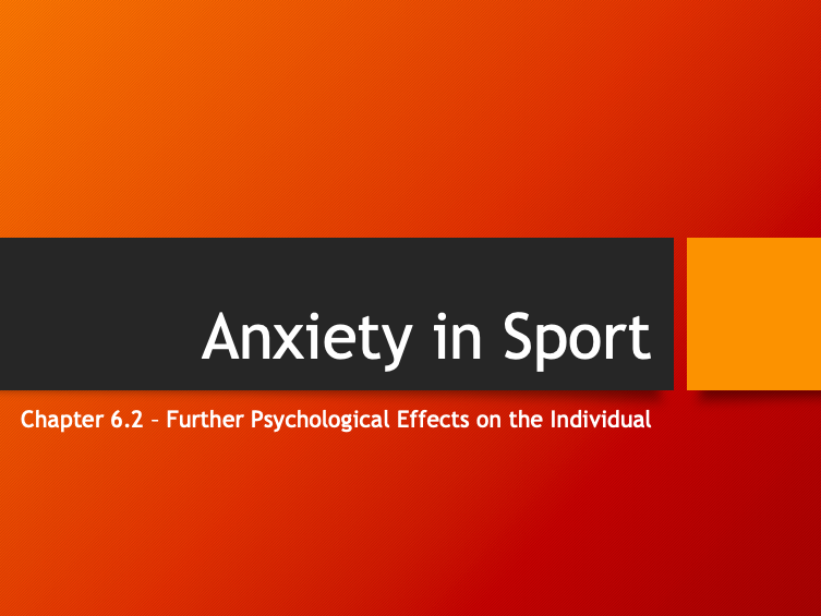Anxiety in Sport Teaching Resources