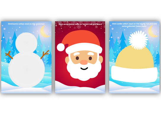 Christmas Themed Cotton Wool Art