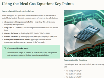 AS Level Chemistry - Unit 4.1 The gaseous state: ideal and real gases and pV = nRT