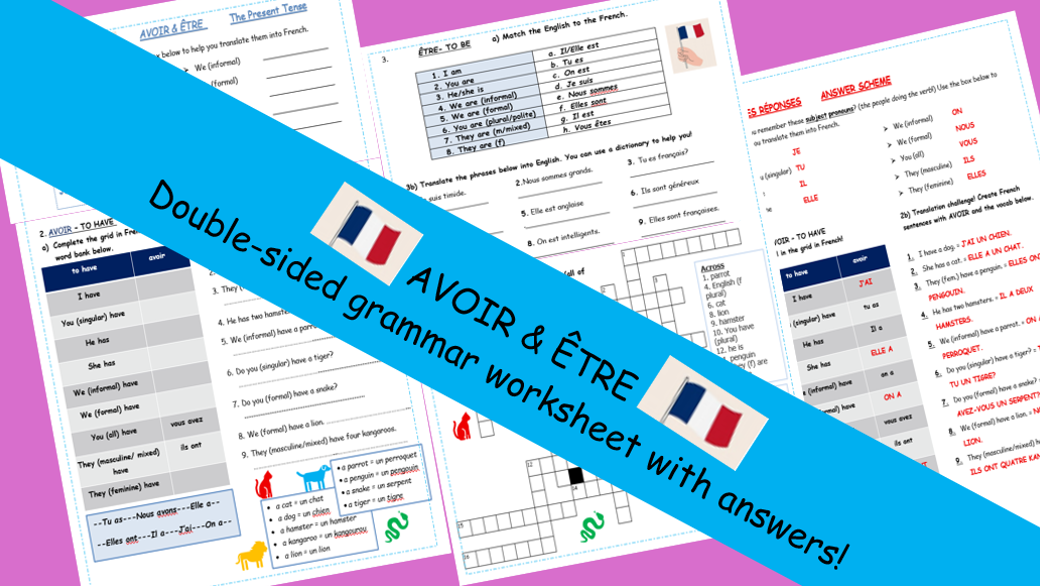AVOIR & ÊTRE worksheet with ANSWERS | Teaching Resources