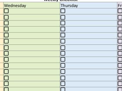 Weekly checklist