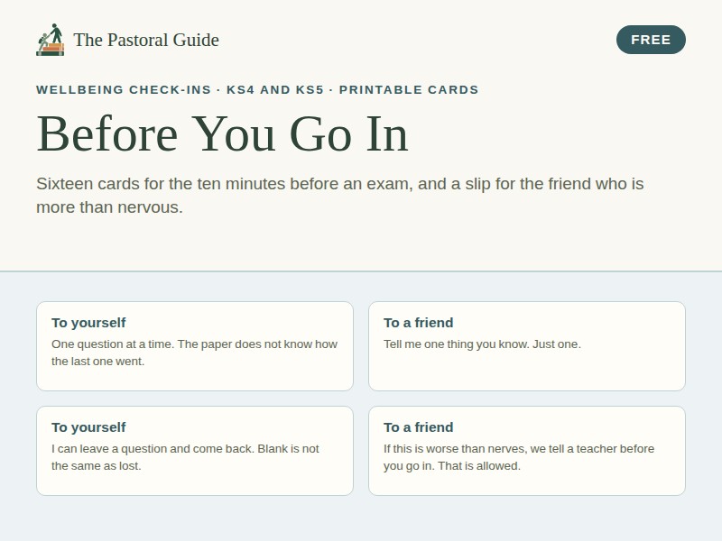 Exam stress cards: what to say to yourself and to a friend before an exam, KS4 and KS5