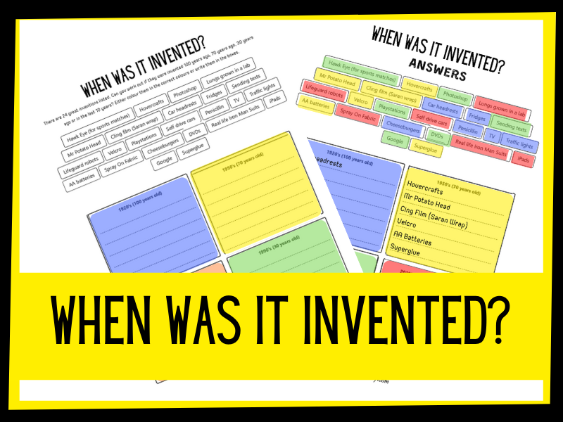 When was it invented? Grouping activity KS2 Teaching Resources