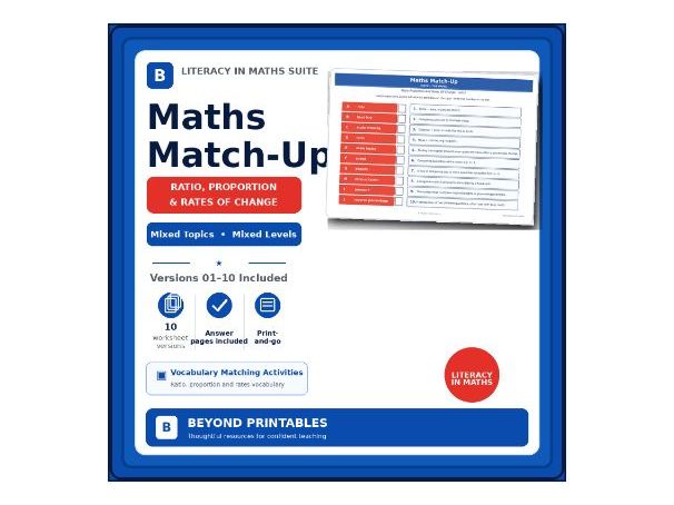 Ratio, Proportion & Rates of Change Match-Up – Mixed Levels | PDF & PowerPoint