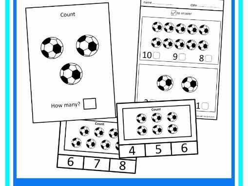Football Count 1-10 Cards + Worksheets Autism Special Education