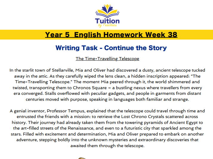 38. Year 5 Creative Writing & Spelling