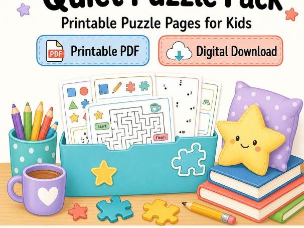 Quiet Puzzle Pack | Printable Puzzle Pages for Kids | Printable PDF | Digital Download
