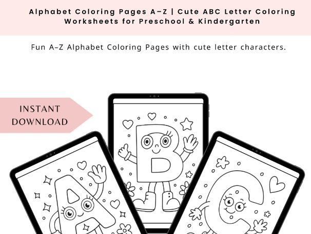 Alphabet Coloring Pages A–Z | Cute ABC Letter Coloring Worksheets for Preschool & Kindergarten