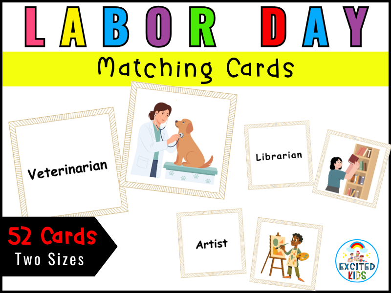 Labor Day Matching Cards, Community Helpers Memory Game, 26 Jobs for Career Week