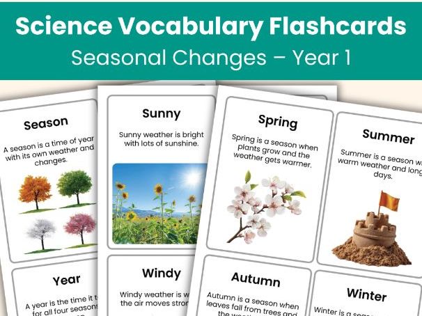 Year 1 Science Seasonal Changes Vocabulary Cards – Real Photo Flashcards | KS1 Science Printable