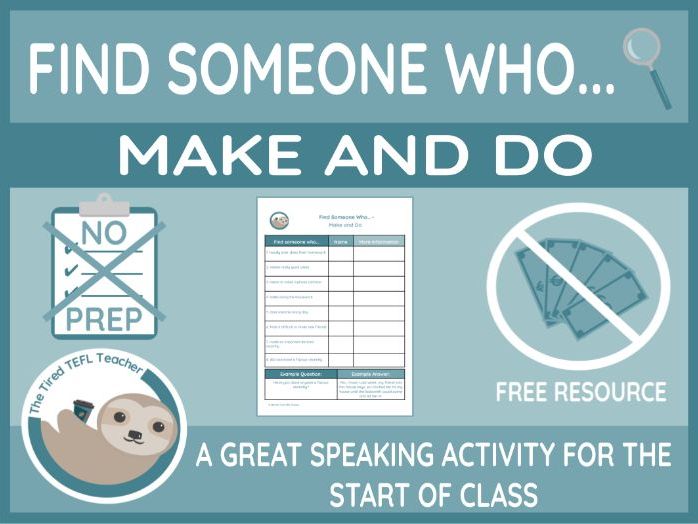 ESL Find Someone Who Activity - Make and Do