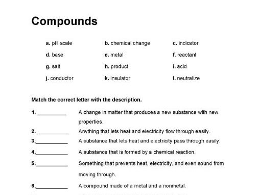 Compounds worksheet