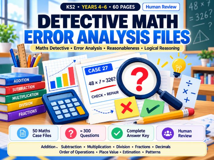 Detective Maths Error Analysis  KS2 Worksheets with Answers 60 Pages