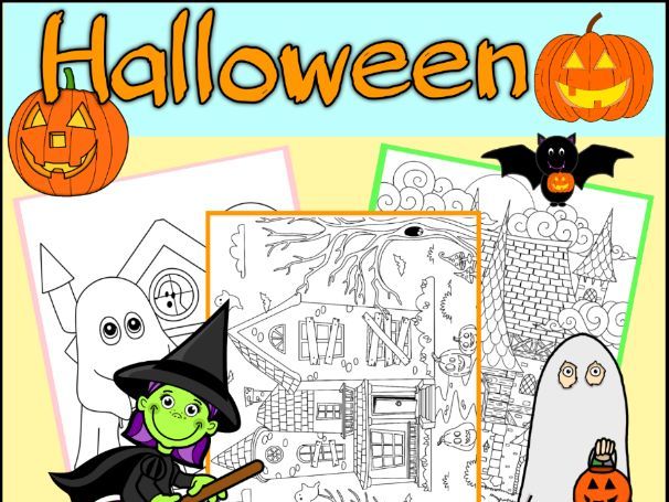 Halloween Haunted House Colouring Pages Printables Fall and autumn Activities