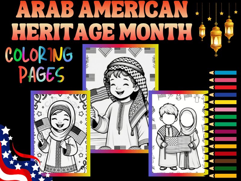 Arab American Heritage Month Traditional Fashion Coloring Pages for Kids NO PREP