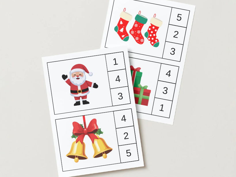 Christmas Number Peg Activity 1–5 & 1–10
