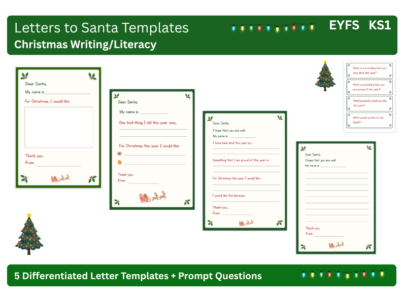 Christmas Letter to Santa Writing Pack Differentiated Reception & KS1