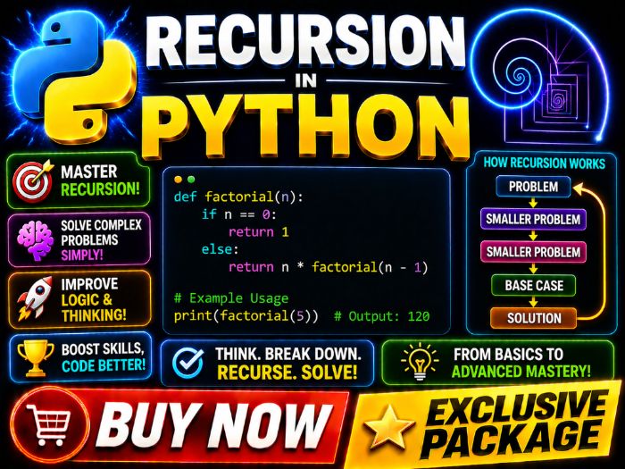 Recursion in Python | Cambridge A-Level 9618 CS |PPT+Worksheets+Worked Examples+MCQ+Marking Scheme