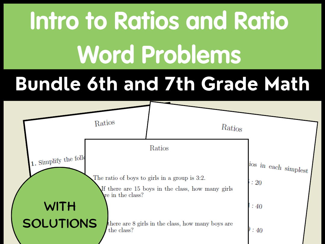 Intro to Ratios and Ratio Word Problems Bundle | 6th and 7th Grade Math