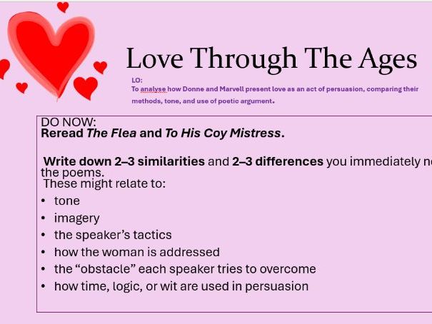 LOVE THROUGH THE AGES - The Flea & To His Coy Mistress