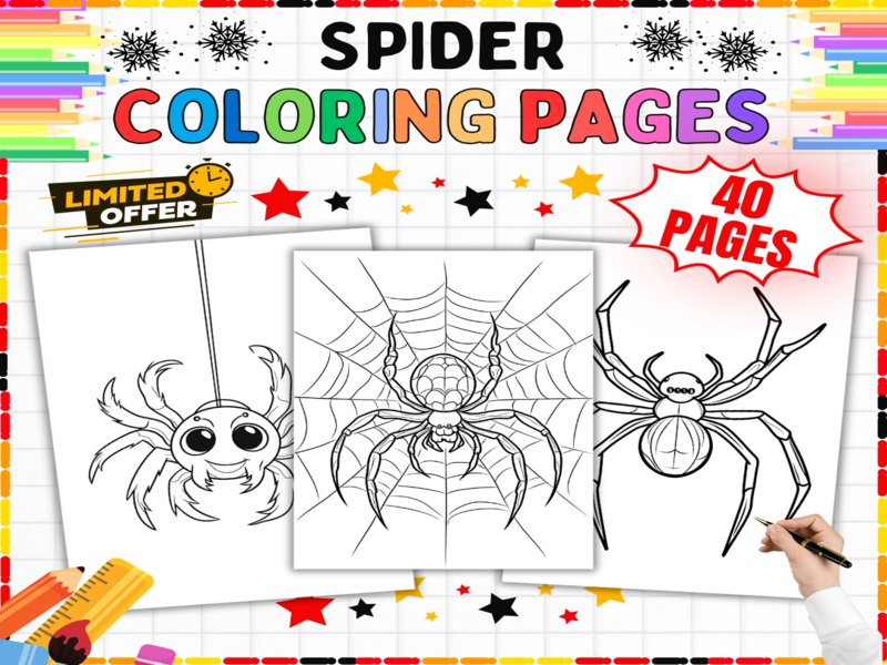 Spider Colouring Pages - Creepy Crawlies Worksheets | Eight-Legged Bugs & Insect Activities