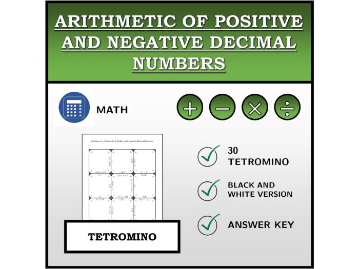 Tetromino | Arithmetic of Positive and Negative Decimal Numbers | Math Activity