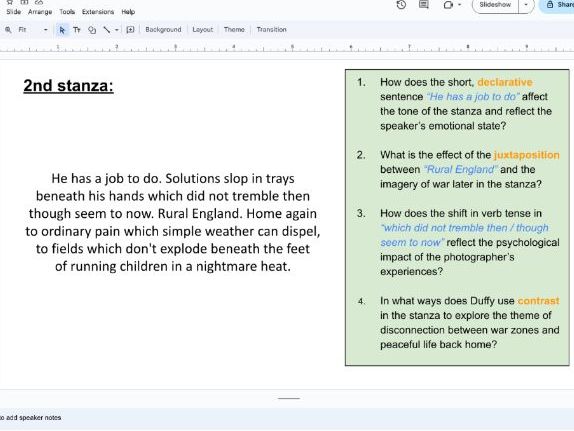 War Photographer GCSE Poetry Lesson (Duffy)