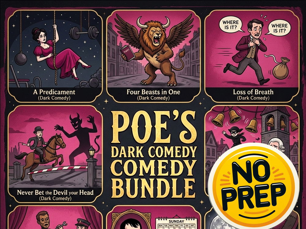 Edgar Allan Poe Dark Comedy Bundle | Grades 7-12 | No Prep Sub Plan