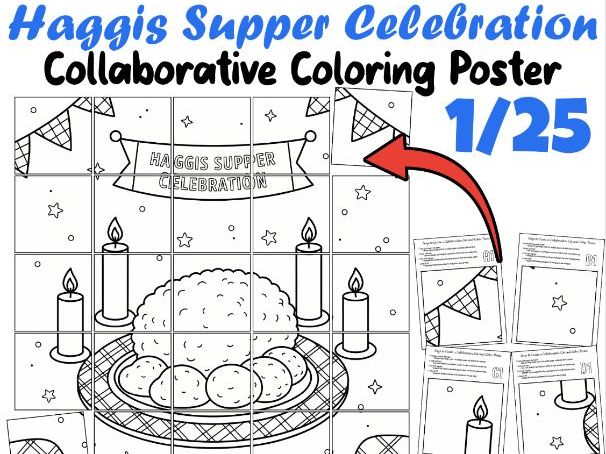 Haggis Supper Celebration – Burns Night Collaborative Coloring Poster